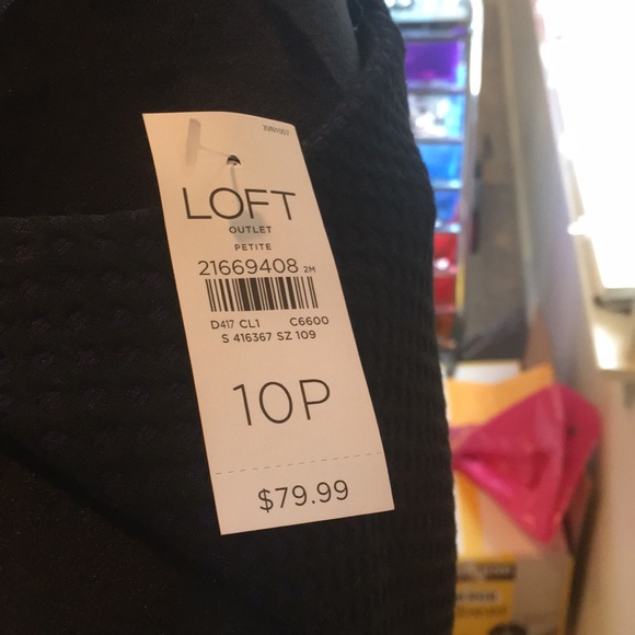 LOFT sheath dress - Navy blue w purple polka dots. - Picture 3 of 5